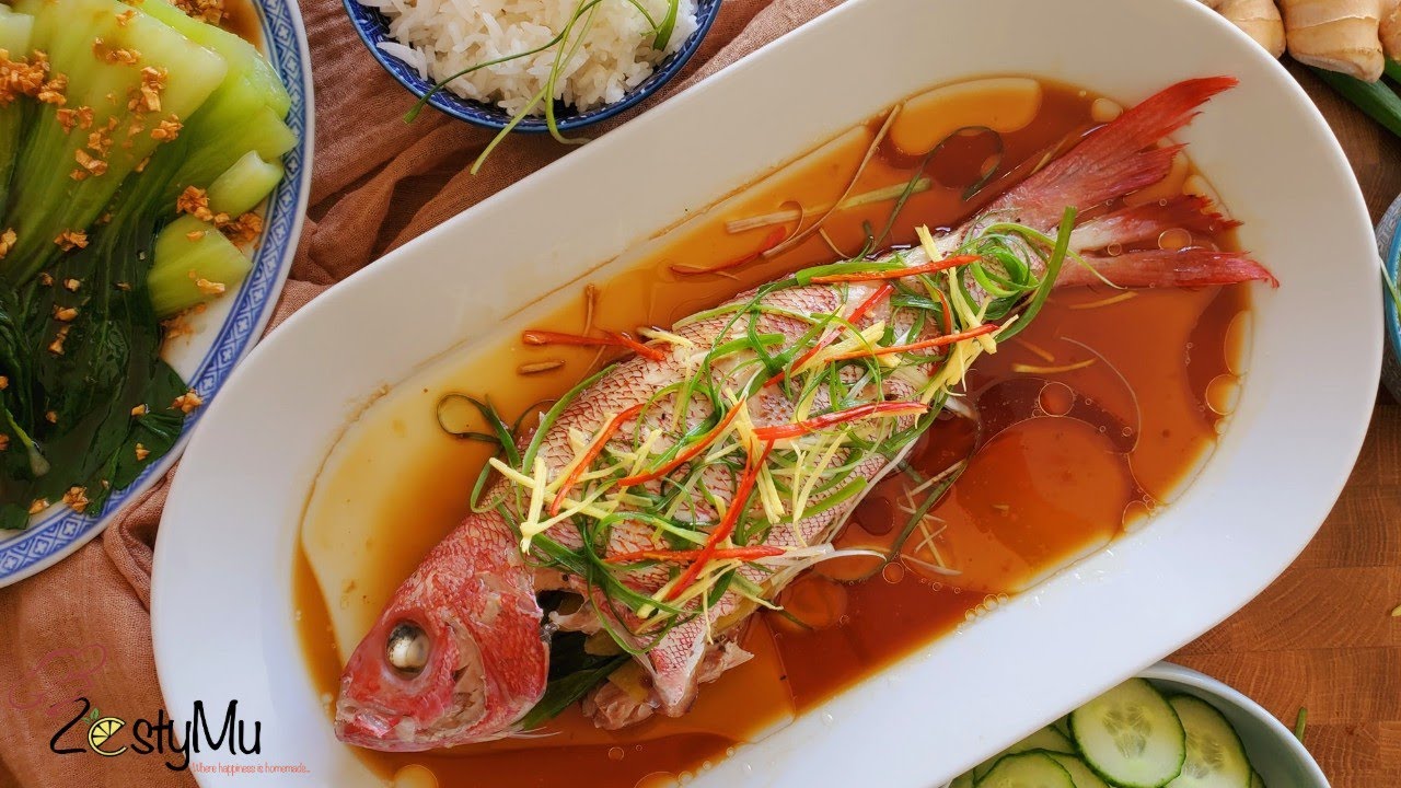 Chinese Steamed Fish with Ginger Shallot Sauce