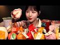 SUB)쫀득팡팡 과일 찹쌀떡 먹방!🍓생딸기 두바이 찹쌀떡 통망고 파인애플 샌드베이글까지 디저트파티 Fruit Dessert Mukbang Asmr
