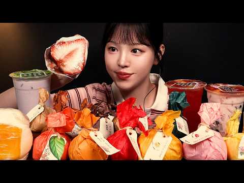 🍓생딸기 두바이 찹쌀떡 통망고 <strong>파인애플</strong> 샌드베이글까지 디저트파티 Fruit Dessert Mukbang Asmr