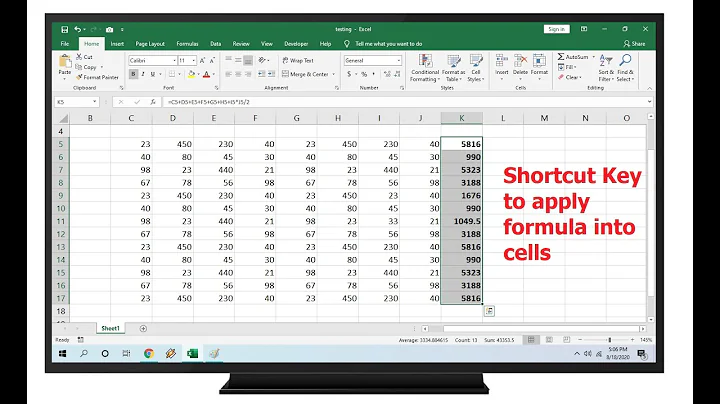 Shortcut Key to Autofill Formulas to other Cells in MS Excel (2003-2019)