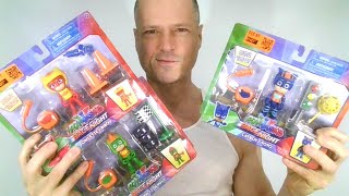 PJ Masks Race into the Night Catboy Gekko Owlette Backpack Lights Up Figure Pack Unboxing Review