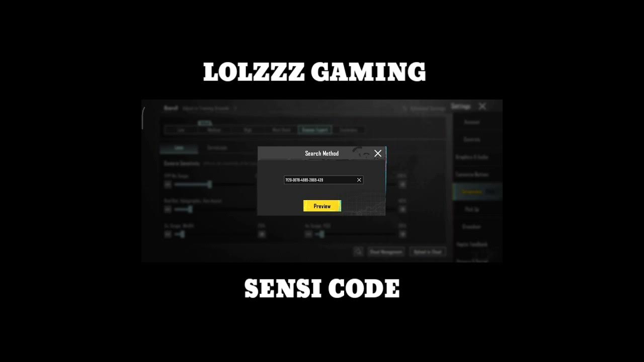 Lolzzz gaming sensitivity code bgmi/ pubg lolzzzgaming sensitivity