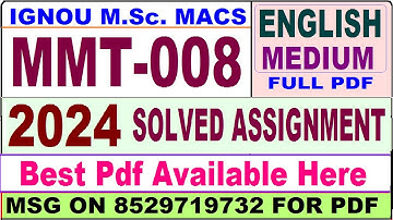 MMT 008 solved assignment 2024 || mmt 008 solved assignment 2023-24 ||  mmt008 2024