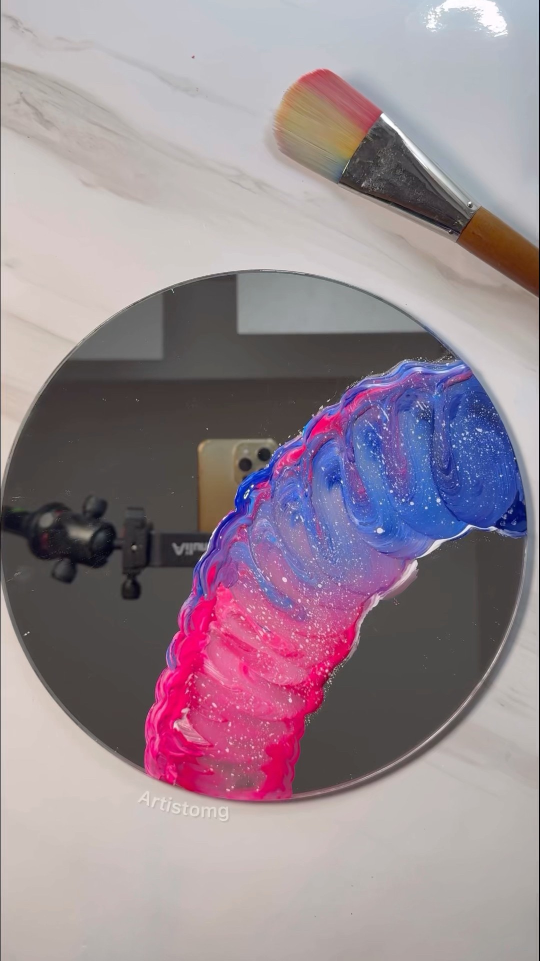 Let’s Paint a Mirror with Acrylics using a Big Brush! ?✨? #artistomg