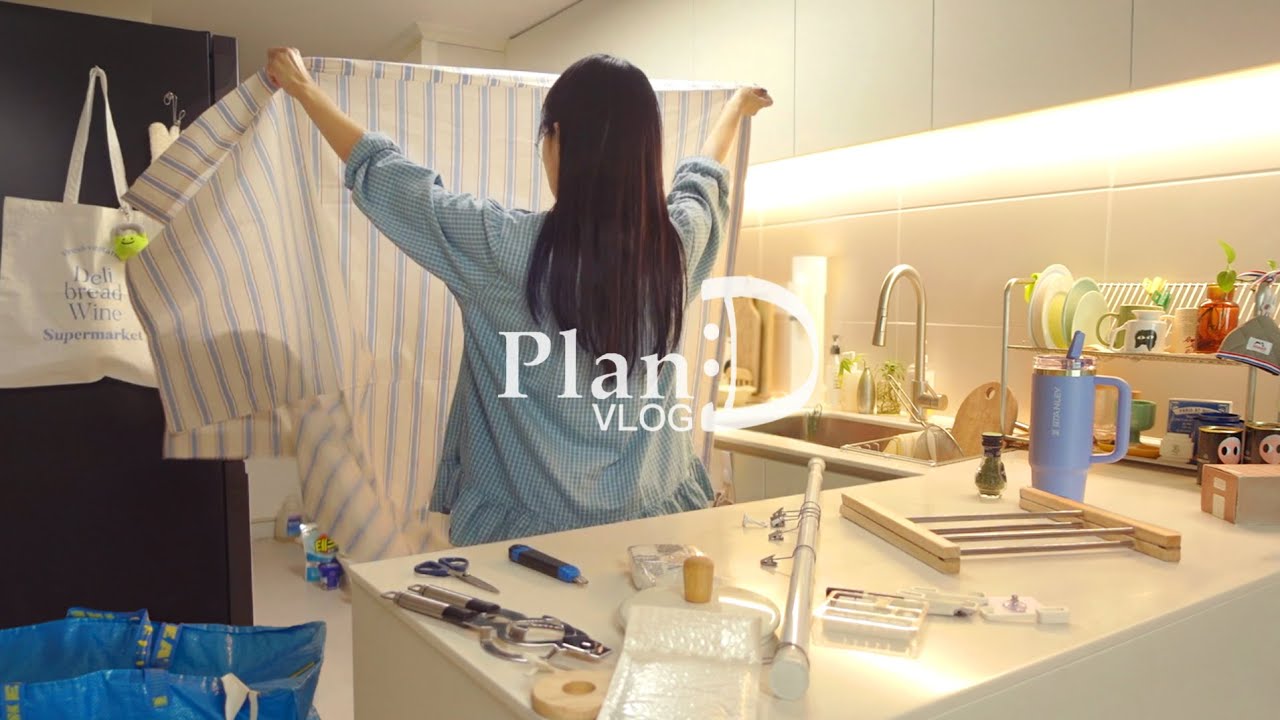 ENG│이케아 갔다가 주방용품 조립하는 자취일상. 1인 가구의 주방용품 정리법, 불닭 카레우동. 원팬토스트