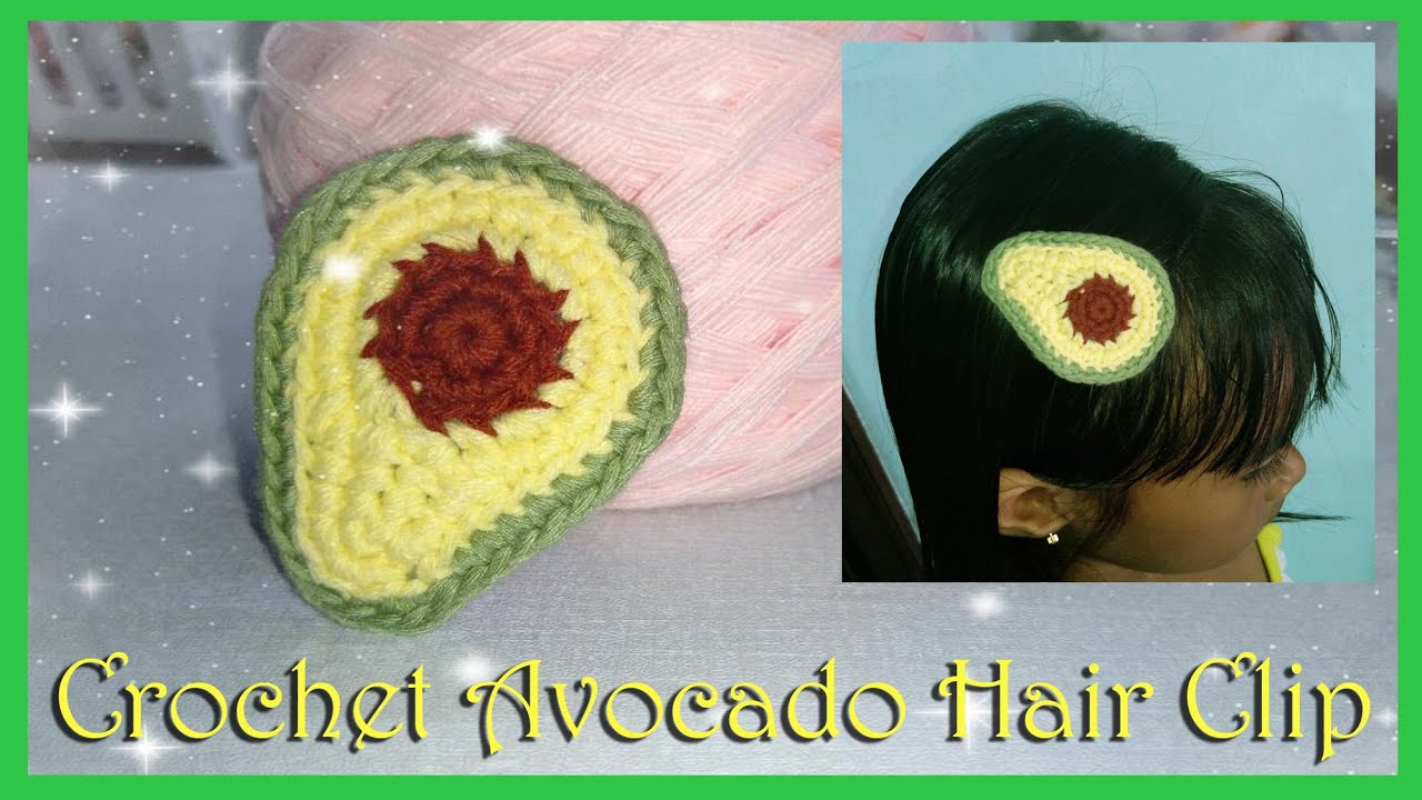 DIY Crochet Avocado Hair Clip | Avocado Applique | Tutorial