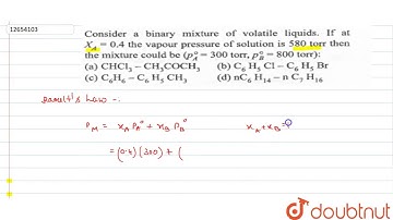 Consider a binary mixture of volatile liquides. If at `X_(A)=0.4`, the vapour pressure of solution i