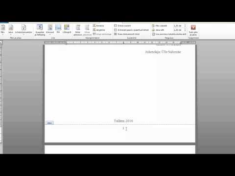 Uurimistöö GAGis: lehekülgede nummerdamine (MS Word 2010)