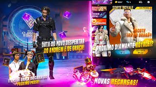 DATA DO NOVO DESPERTAR DO ANDREW DE GRAÇA! NOVO DIAMANTE ROYALE, RECARGAS, SKINS DE GRAÇA E MAIS!