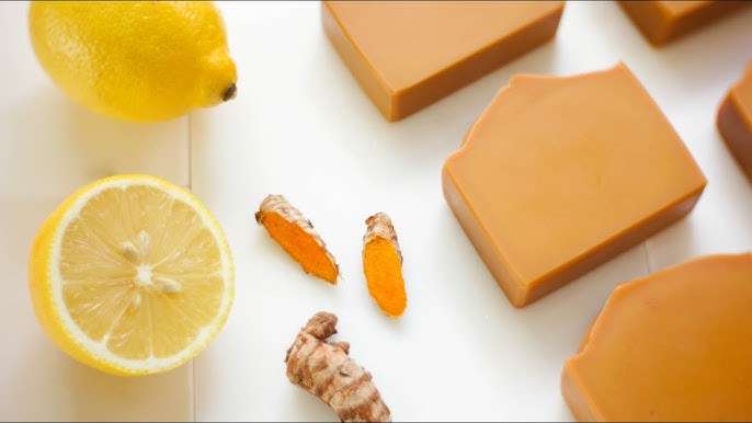 Natural Turmeric Soap Recipe - tints soap light pink-yellow to