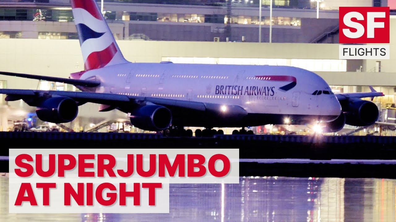 ✈️ MASSIVE A380 at San Francisco Airport 🇬🇧 British Airways Night Taxiing - KSFO Plane Spotting