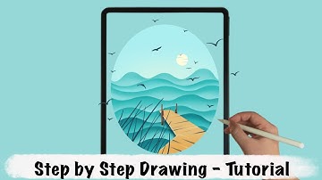 Wooden Dock on the Wavy Lake iPad Procreate Drawing - Step by Step Drawing Tutorial
