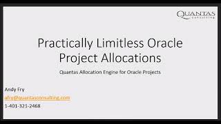 Quantas Allocation Engine - Oracle Projects Allocation
