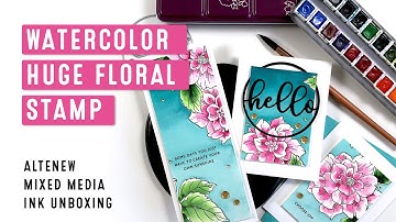 Watercolor Huge Floral Stamp! | Unboxing Altenew Mixed Media Ink