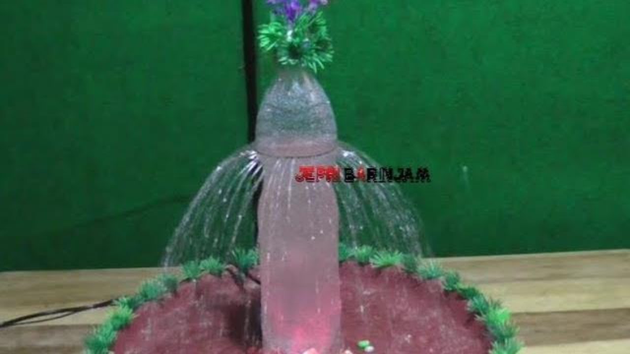 cara membuat lampu hias air  mancur  dengan botol bekas 