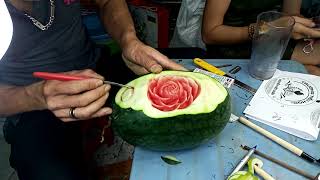 Carving Beautiful Roses on a Watermelon - Khắc Hoa Hồng Dưa Hấu Đẹp | Phúc Vlog