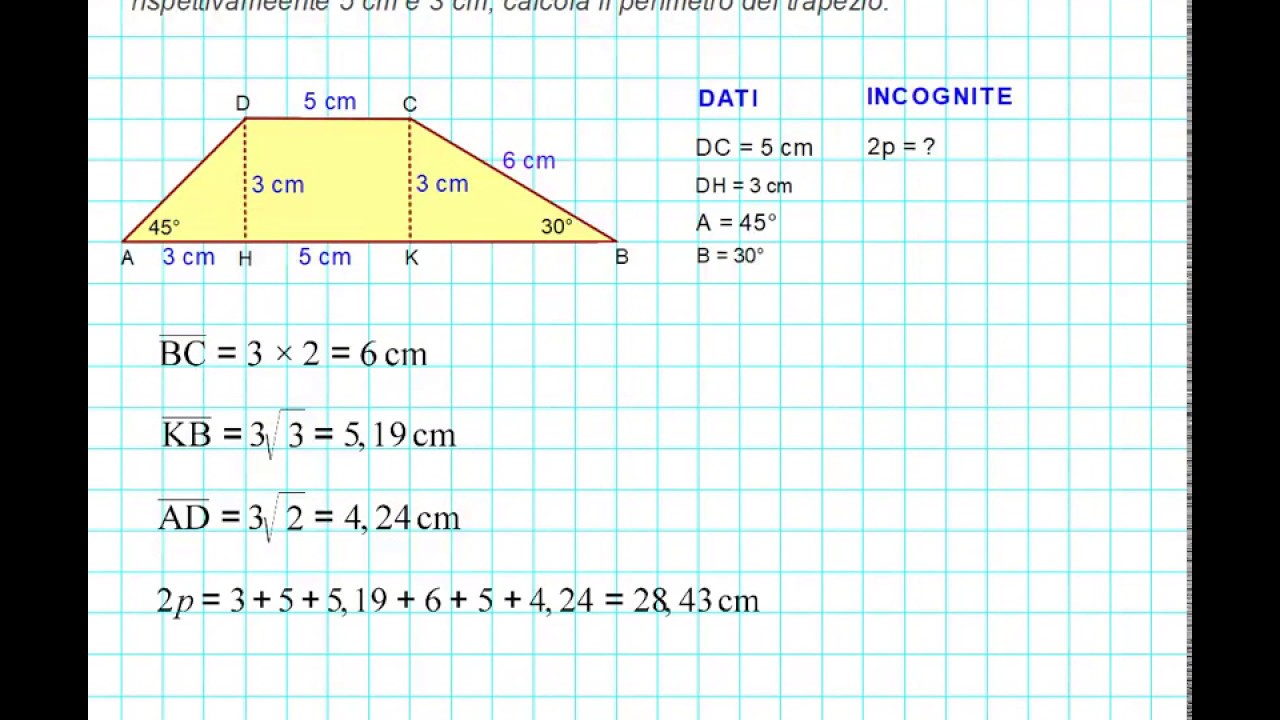 Problema Sul Trapezio Con Il Teorema Di Pitagora Youtube