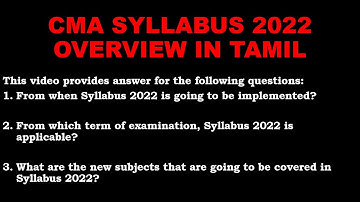 CMA Syllabus 2022 is on the way officially😎 - Overview in Tamil.