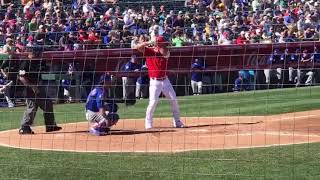 Mike Trout with hit against Cubs - Chicago Cubs 2019 Spring Training