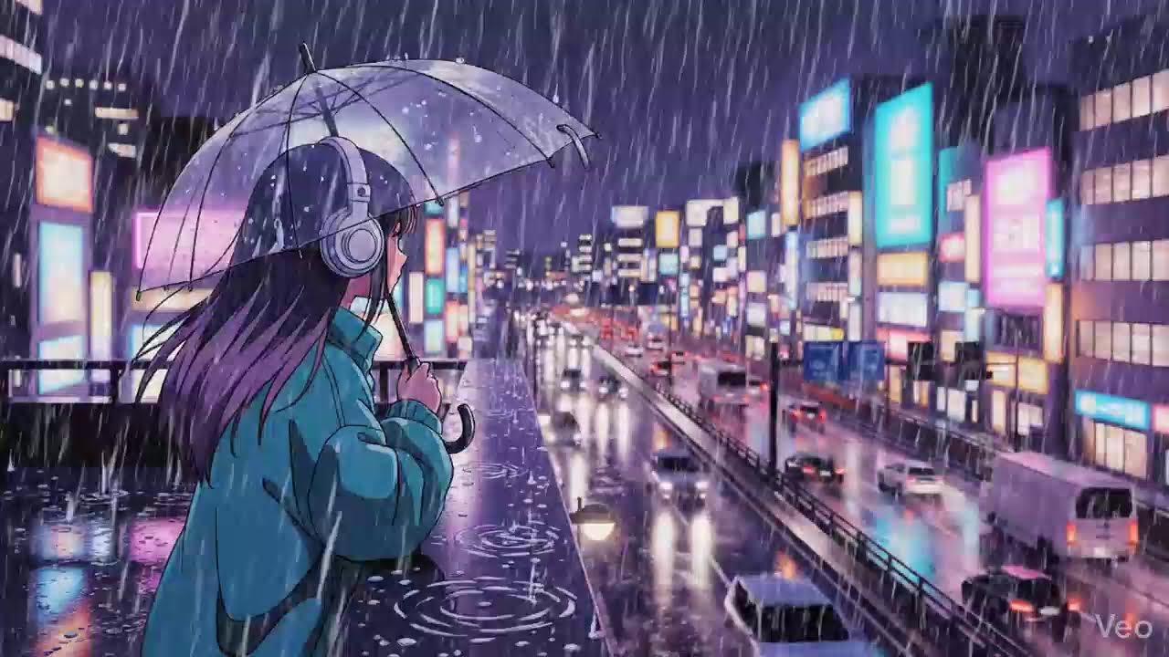 Rainy Night Lofi 🌧️ Japanese Neon City | Chillhop Study Beats