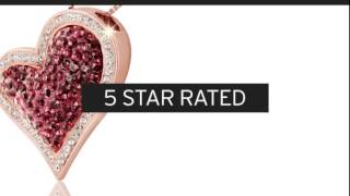 Red Swarovski Crystal Elements Heart Necklace in 18k Gold Over Silver - SuperJeweler.com