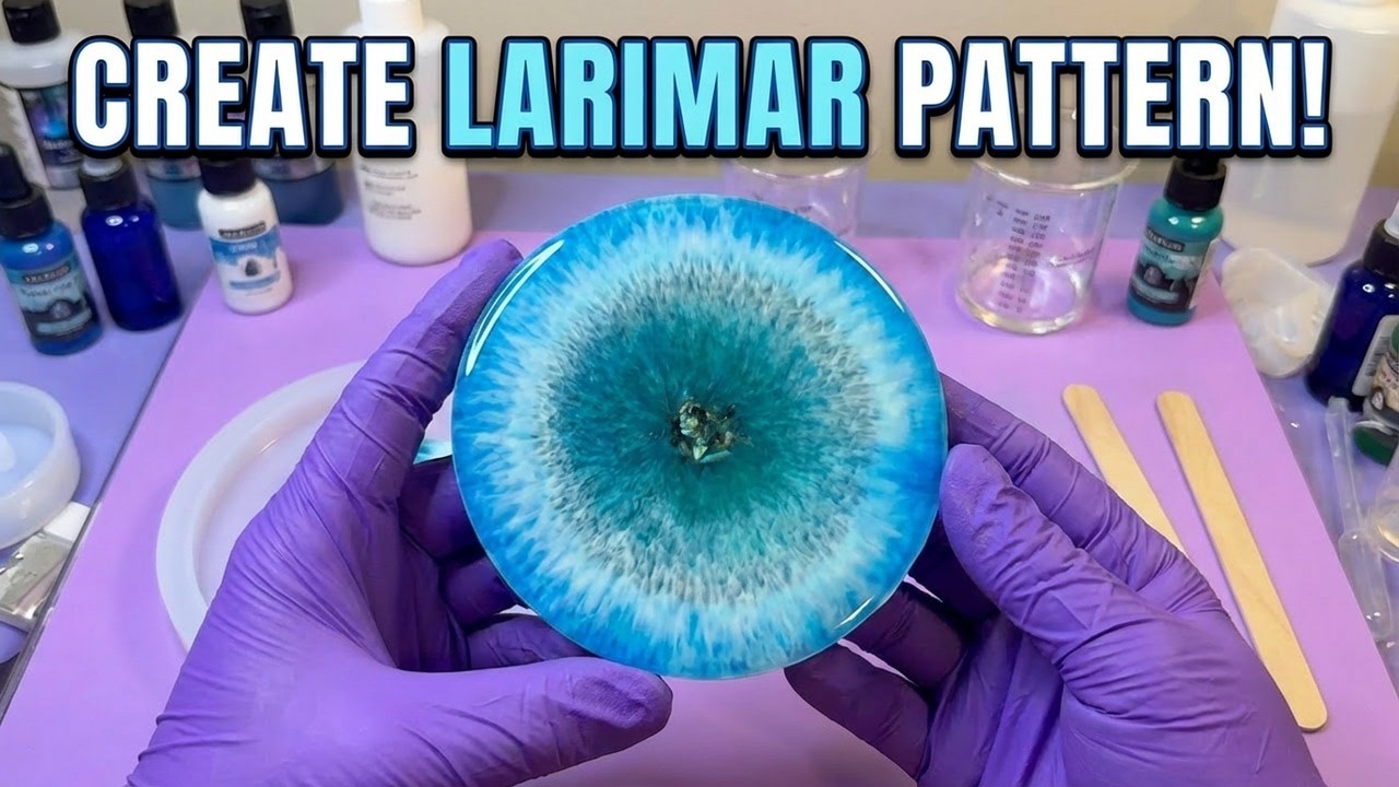 Epoxy Resin Coaster Art | Larimar Pattern | 682 @LouSolCreations