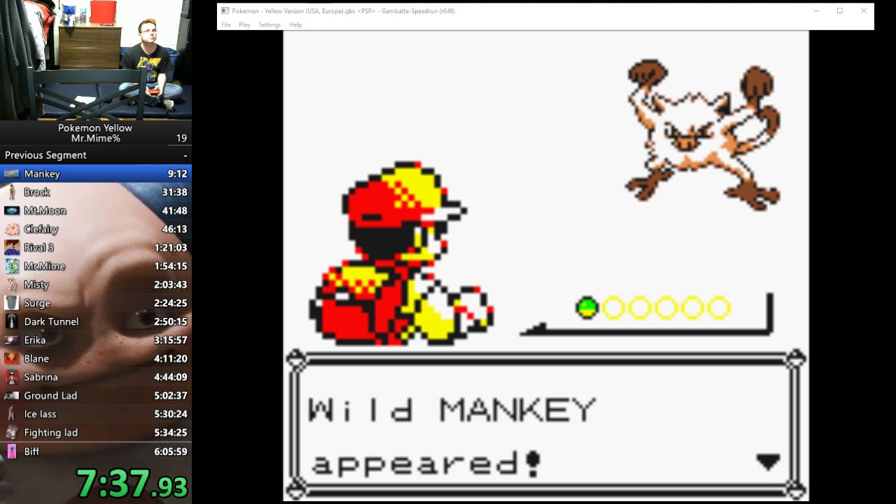 Pokemon Yellow Mr.Mime% !former! world record! 4:10:56(read description ...