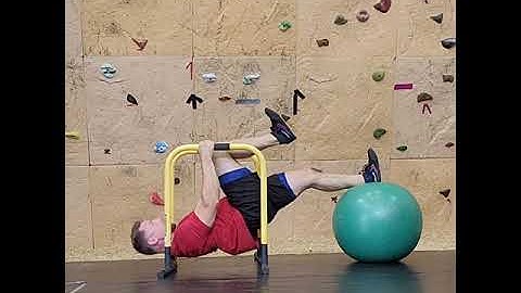 March Hold Inverted Row- Tall Parallettes / Stability Ball