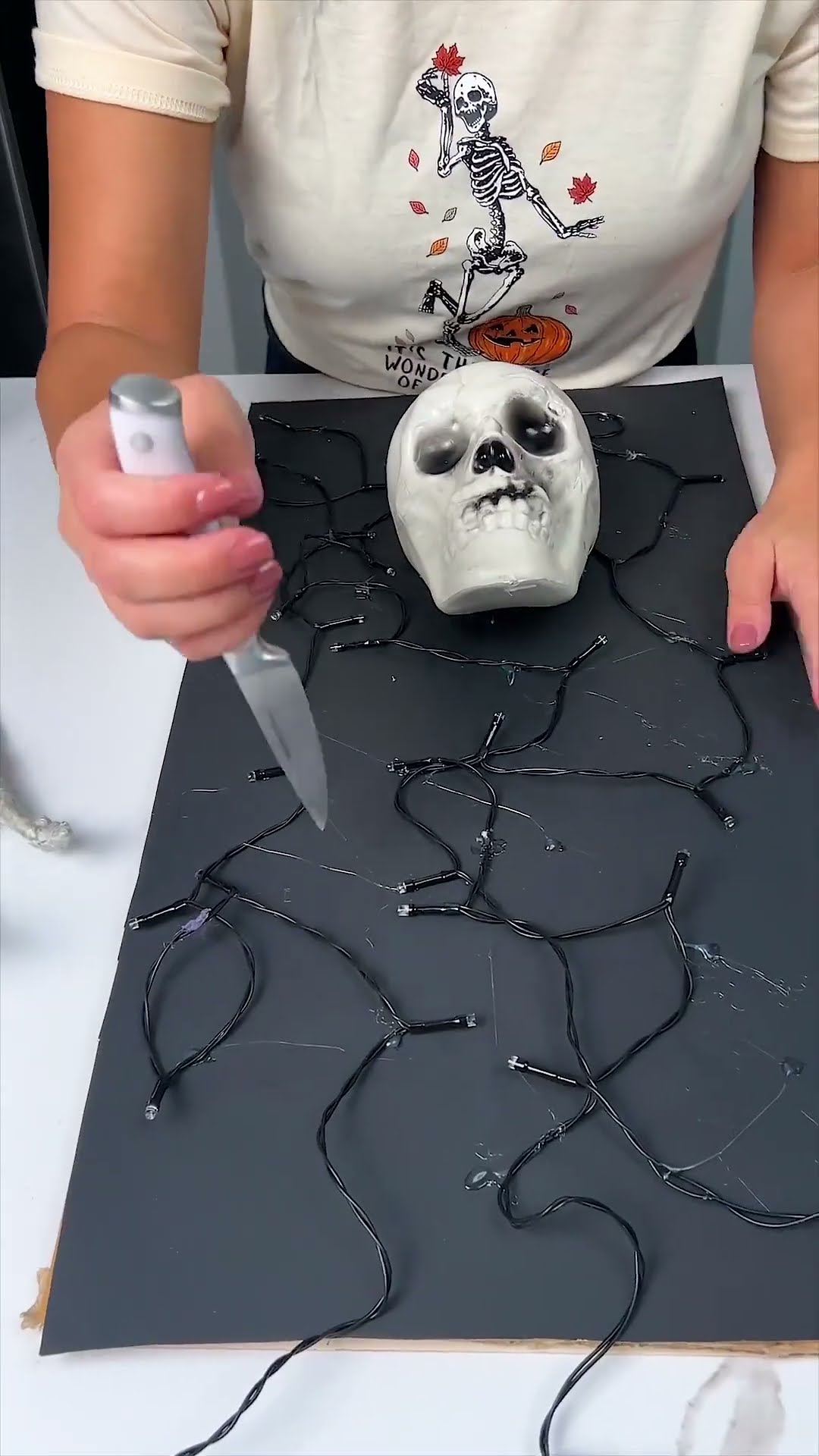 aww @CirqnamicsOfficial made a nice lil cocoon for this skeleton ❤️ #DIY #halloween #decor