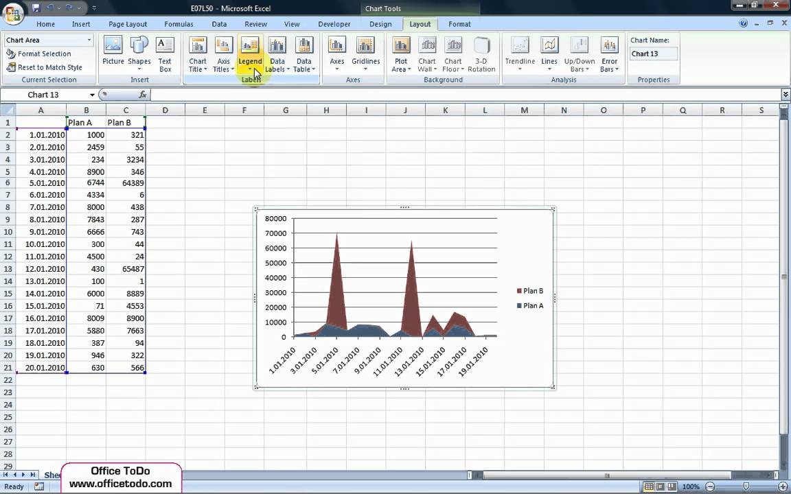 Excel 2013 Pie Chart Legend