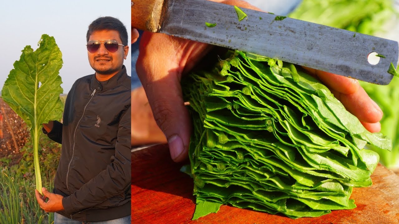 Amazing Cutting Skills | Cooking Worlds Biggest Spinach Leaves | Indian Food Making | Crazy For Indian Food