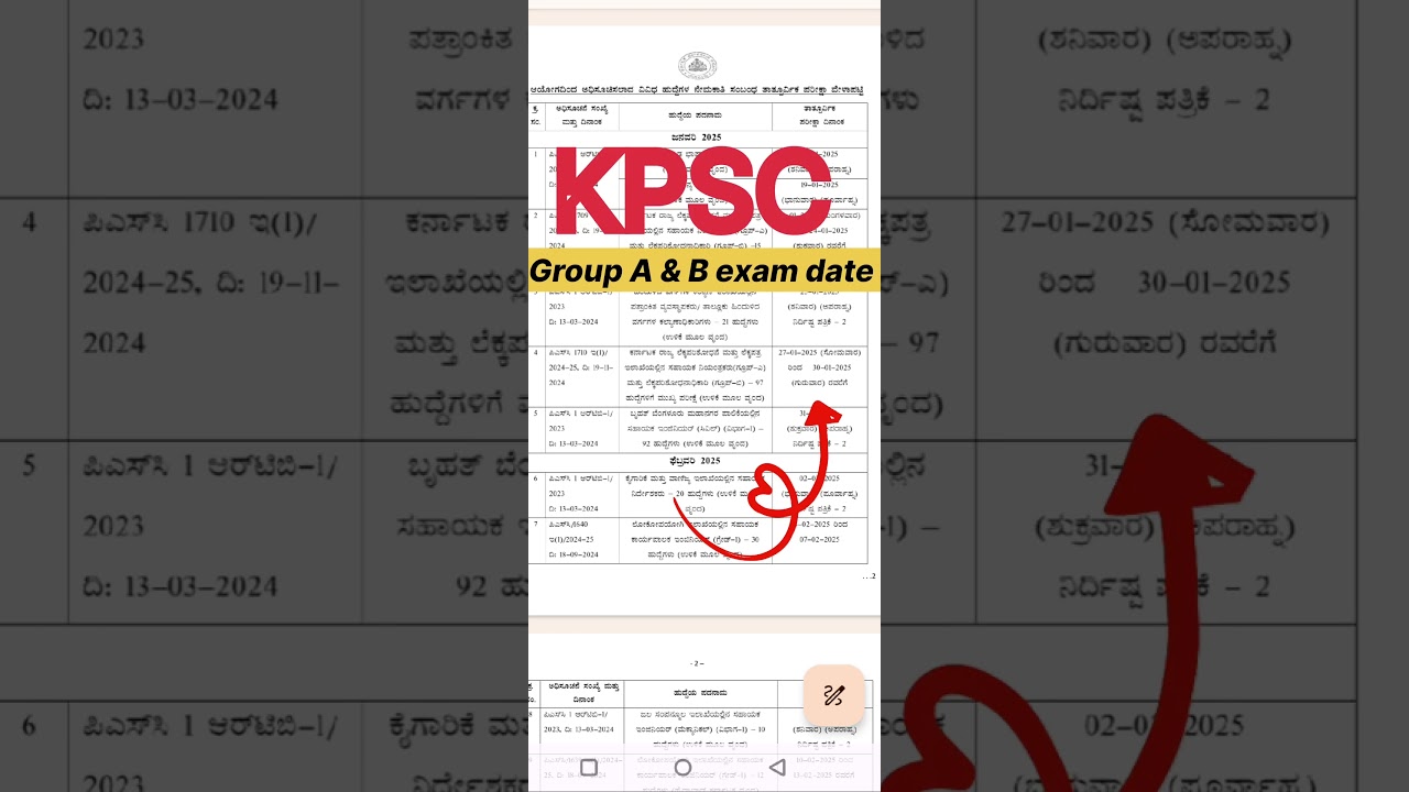 Kpsc group A & group B exam date 2025 