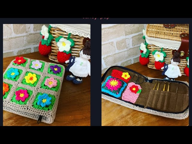 I repurposed a CD case from Seria into a crochet and sewing kit