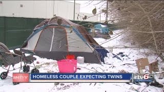 Homeless couple living along White River expecting twins in February