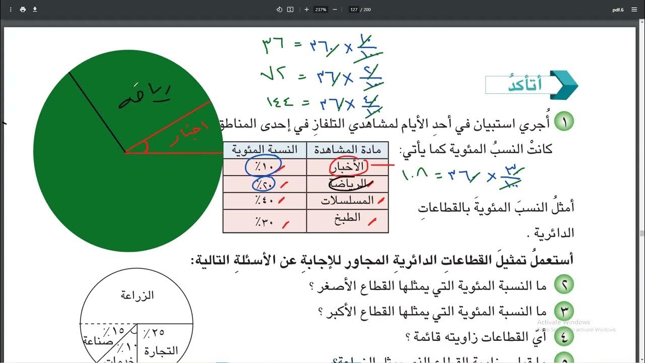 حل تمرينات حل تمرينات كتاب الرياضيات الصف السادس الابتدائي المنهج العراقي 50