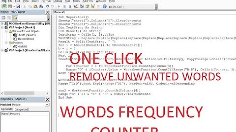 Top Words Frequency/Analysis in Excel using VBA; Code available Urdu/Hindi