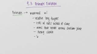 Notes 9.3 Primate Evolution, Part 1