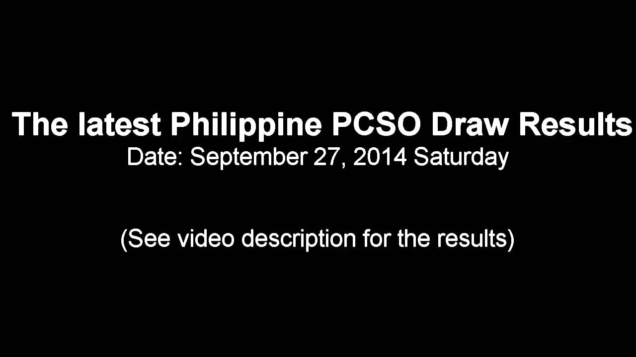 SEPTEMBER 27, 2014 PCSO LOTTO DRAW RESULTS