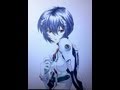 エヴァの綾波レイをカーボン紙と色紙を使って原作っぽく描いてみた【手書き】 I've painted Ayanami Rei of Evangelion