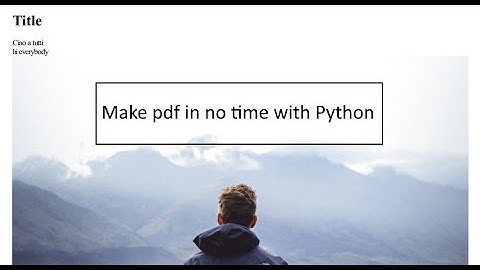 Make a pdf in no time with just Python and html