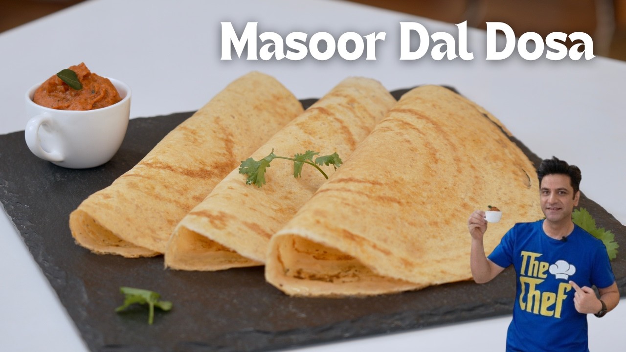 Instant Masoor Dal Dosa Tomato Chutney | No Fermentation Easy Nashta | Kunal Kapur Breakfast Recipe