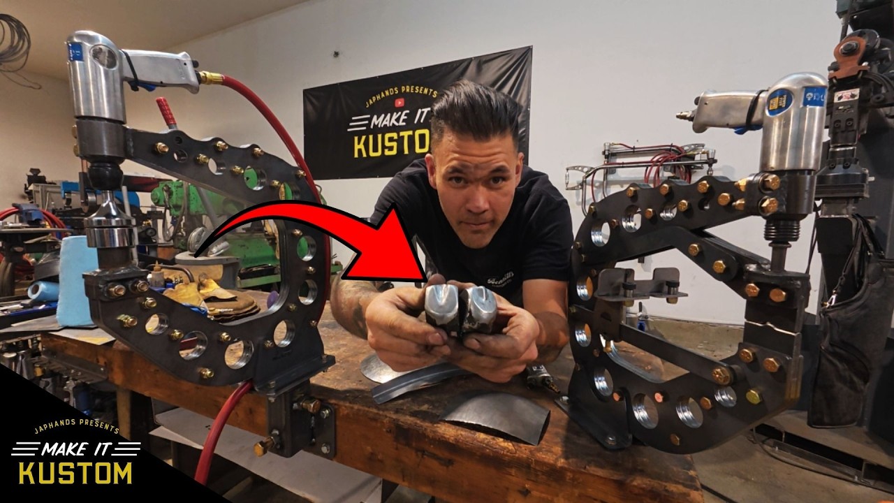 YouTube thumbnail for “BRAND NEW TOOL! Shrink, Stretch and Planish ALL-IN-ONE! V2 Profile MACHINE!” by Make It Kustom