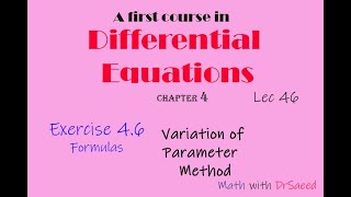 Differential Equations || Lec 46 || Method Explained  || Variation of Parameter Method Net Worth
