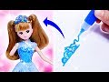 リカちゃん ティアラとドレスを手作り♥ぷっくりペンと粘土でDIY✨プリンセスに変身