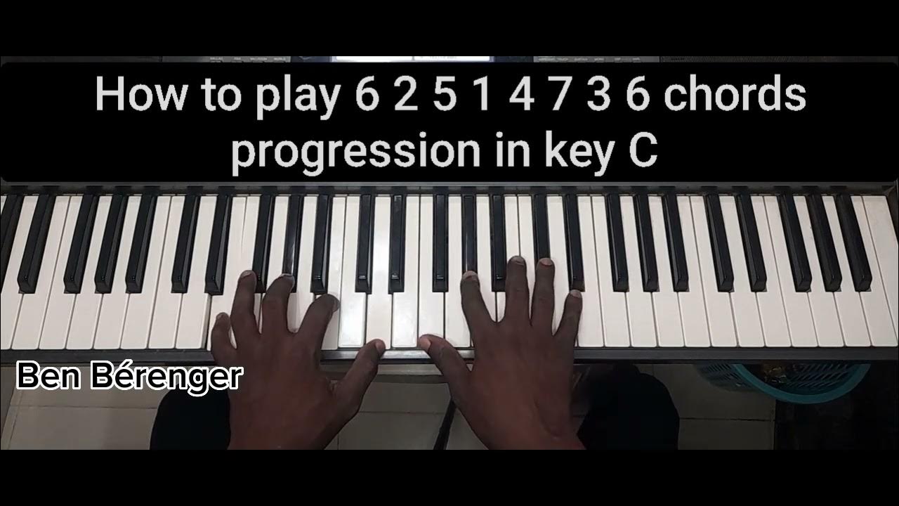 How to play piano 6 2 5 1 4 7 3 6 chords progression with guide tone in