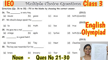 Olympiad Exam for Class 3 English 2023 | English  Olympiad Mock Test for Class 3 | IEO Class 3