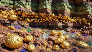 Wow amazing! A man digging the gold nuggets under Stone at mountain 