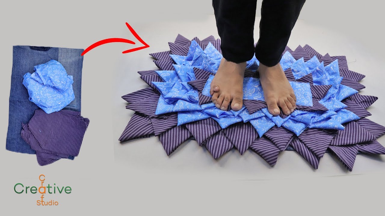 Doormat design from old Jeans and shirt फालतू कपड़ों से सुन्दर पायदान