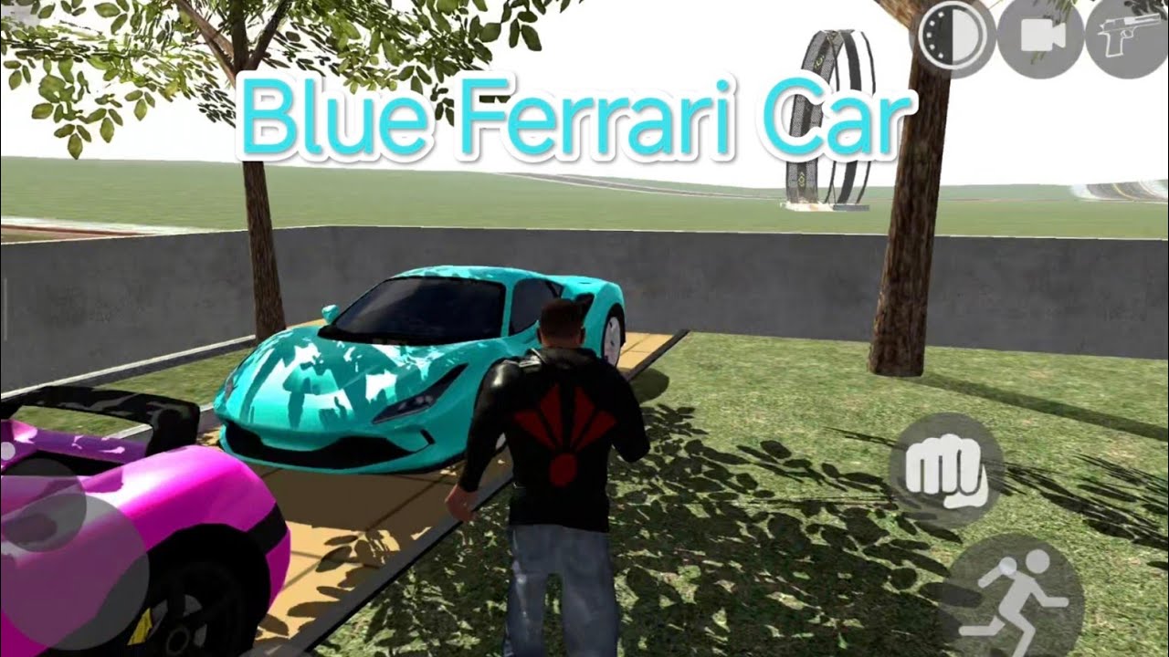Indian Bike Game -  Blue Ferrari Car 