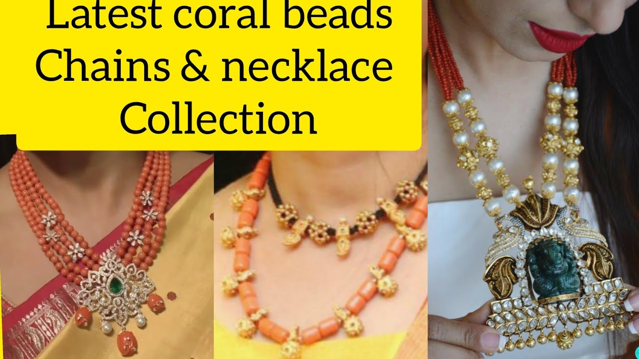 Latest coral beads chain collection/coral beads necklaces/pagadala mala/pagadala beads chains